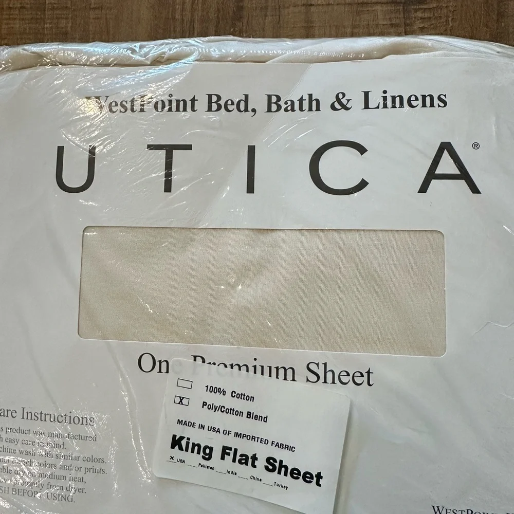 WestPoint Bed, Bath & Linens - UTICA NEW in package, Cream color King Flat Sheet